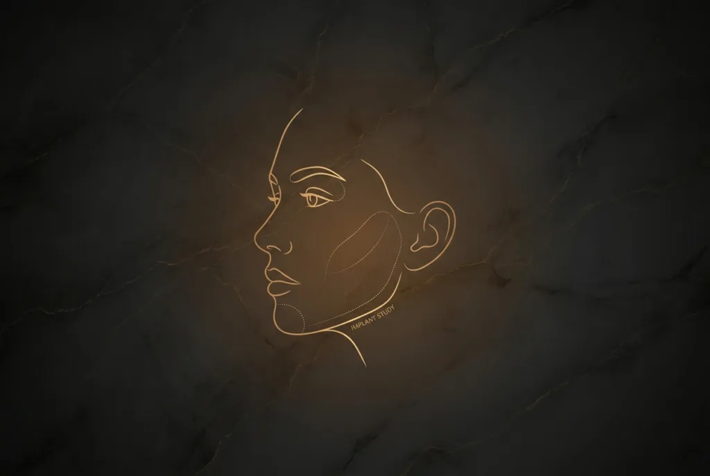 Gold line facial profile suggesting enhanced cheek and chin definition